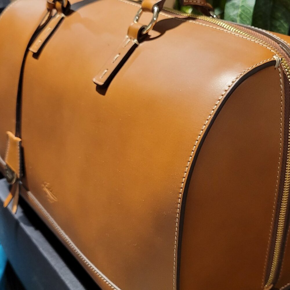 NEW BOLDRINI SELLERIA - Made in Italy 🇮🇹 genuine vacchetta leather handbag - Picture 3 of 15